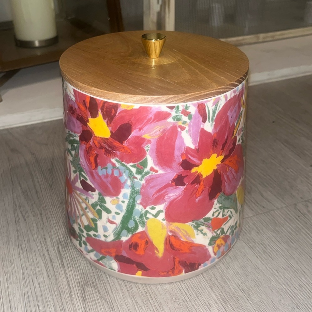 Opalhouse Floral Storage Jar with Wooden Lid